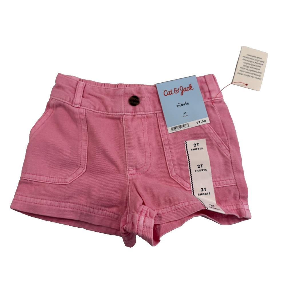 Cat & Jack Toddler Girls' Twill Shorts Medium Pink Size 2T Regular Fit Pull-on